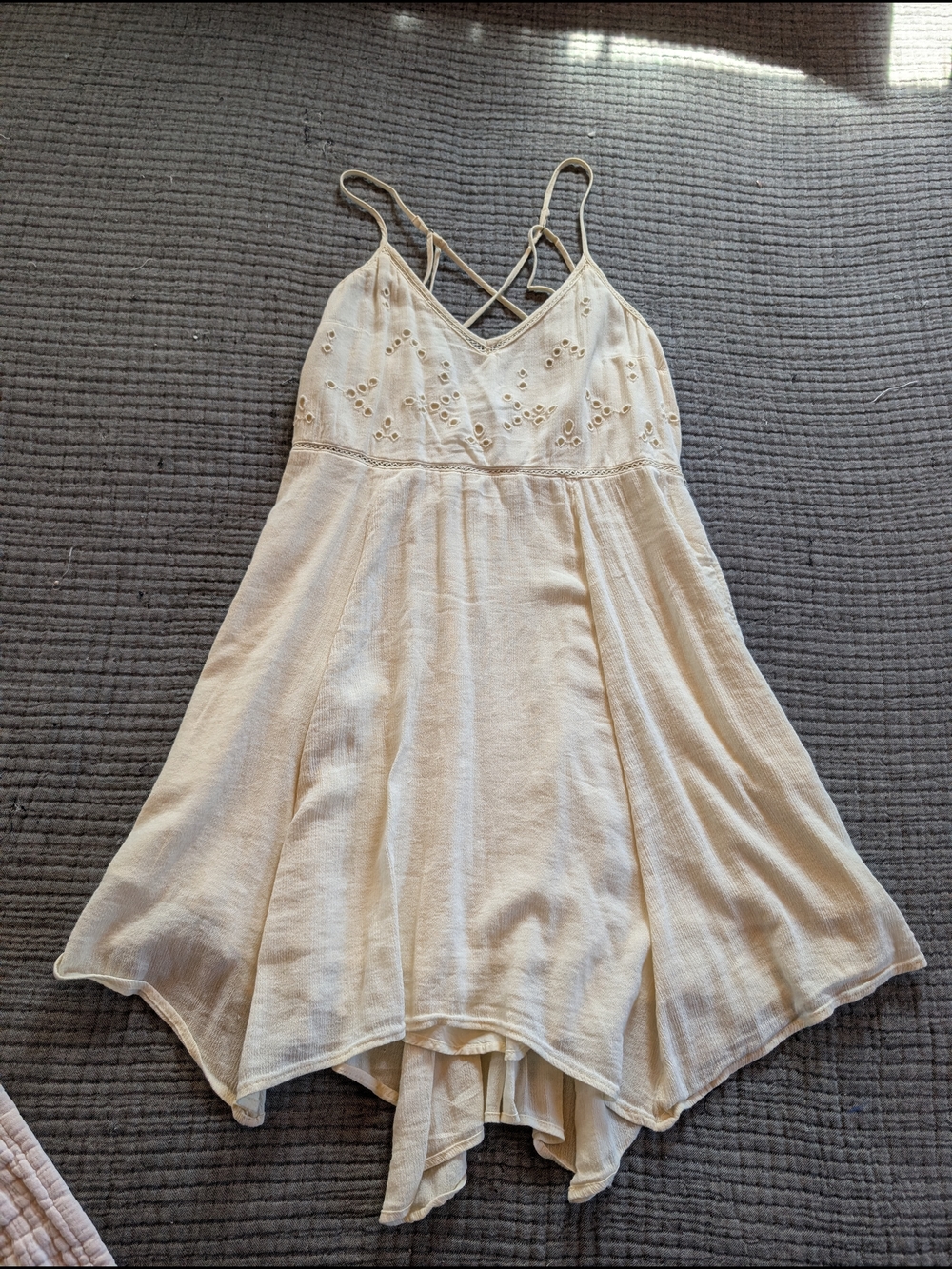 Abercrombie & Fitch Cream Lightweight Dress with Textured Fabric
